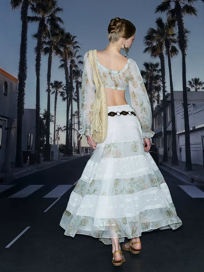 Chiffon Patchwork Maxi Skirt