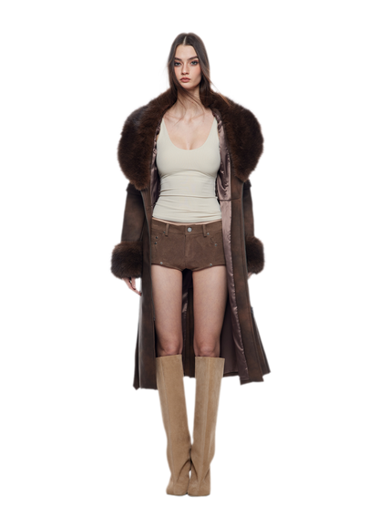 Suede-Effect Low-Rise Shorts