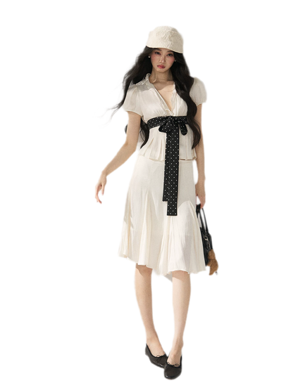 Tie Waist V Neck Tee