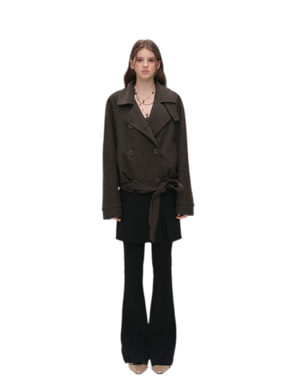 Brushed Wool Blend Short Coat