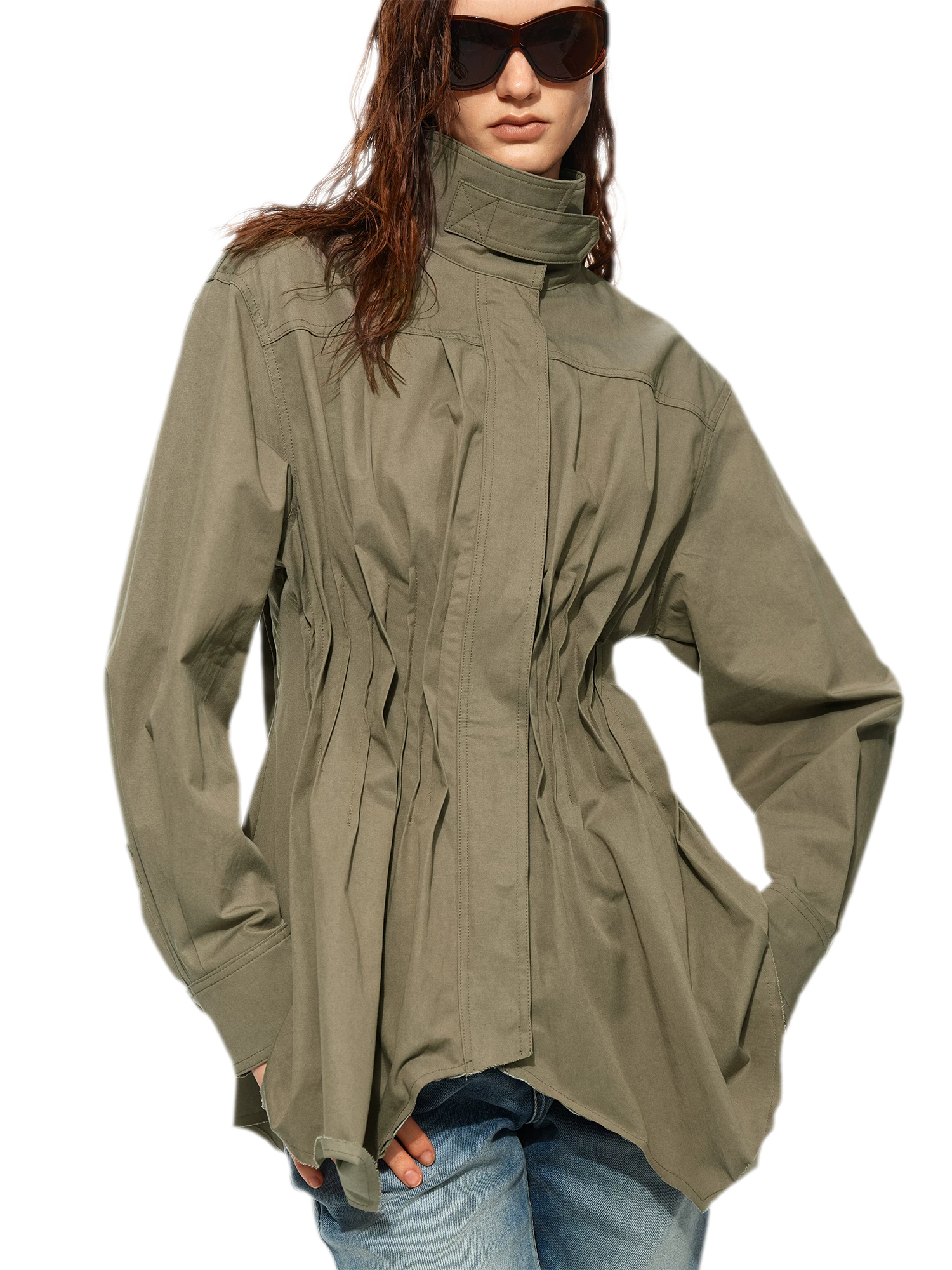 Pleated Fitted Utility Jacket