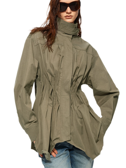 Pleated Fitted Utility Jacket