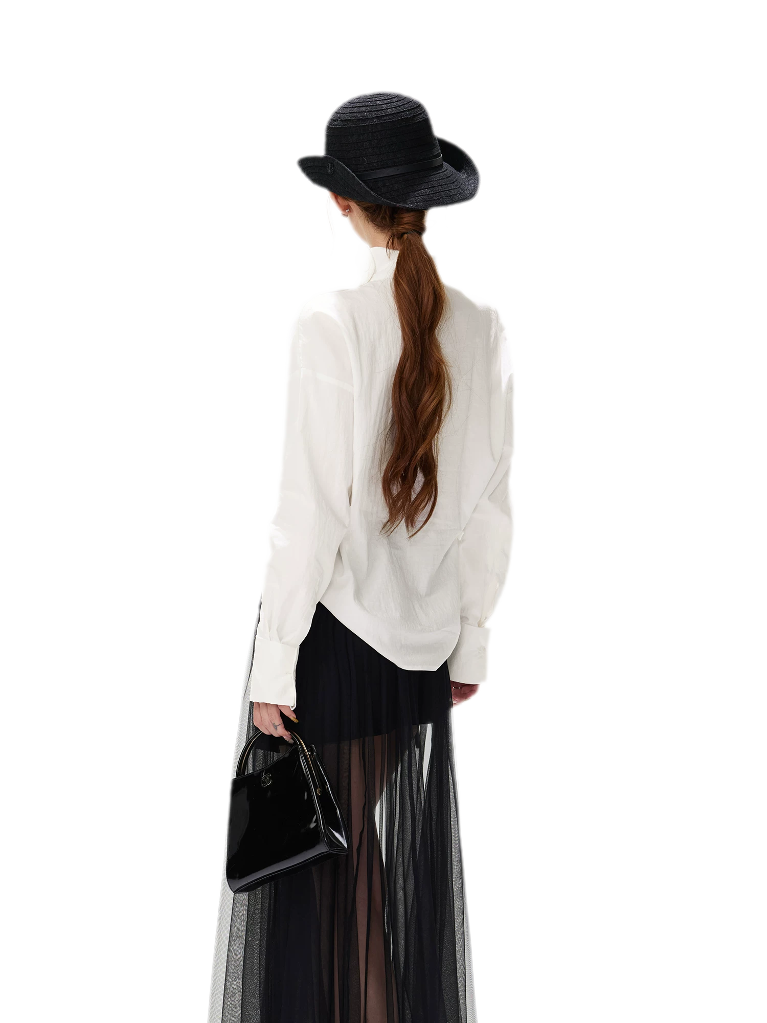 Lyocell Mock-Neck Waist Shirt