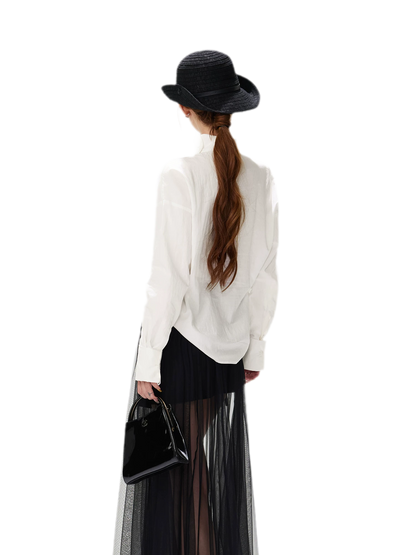 Lyocell Mock-Neck Waist Shirt