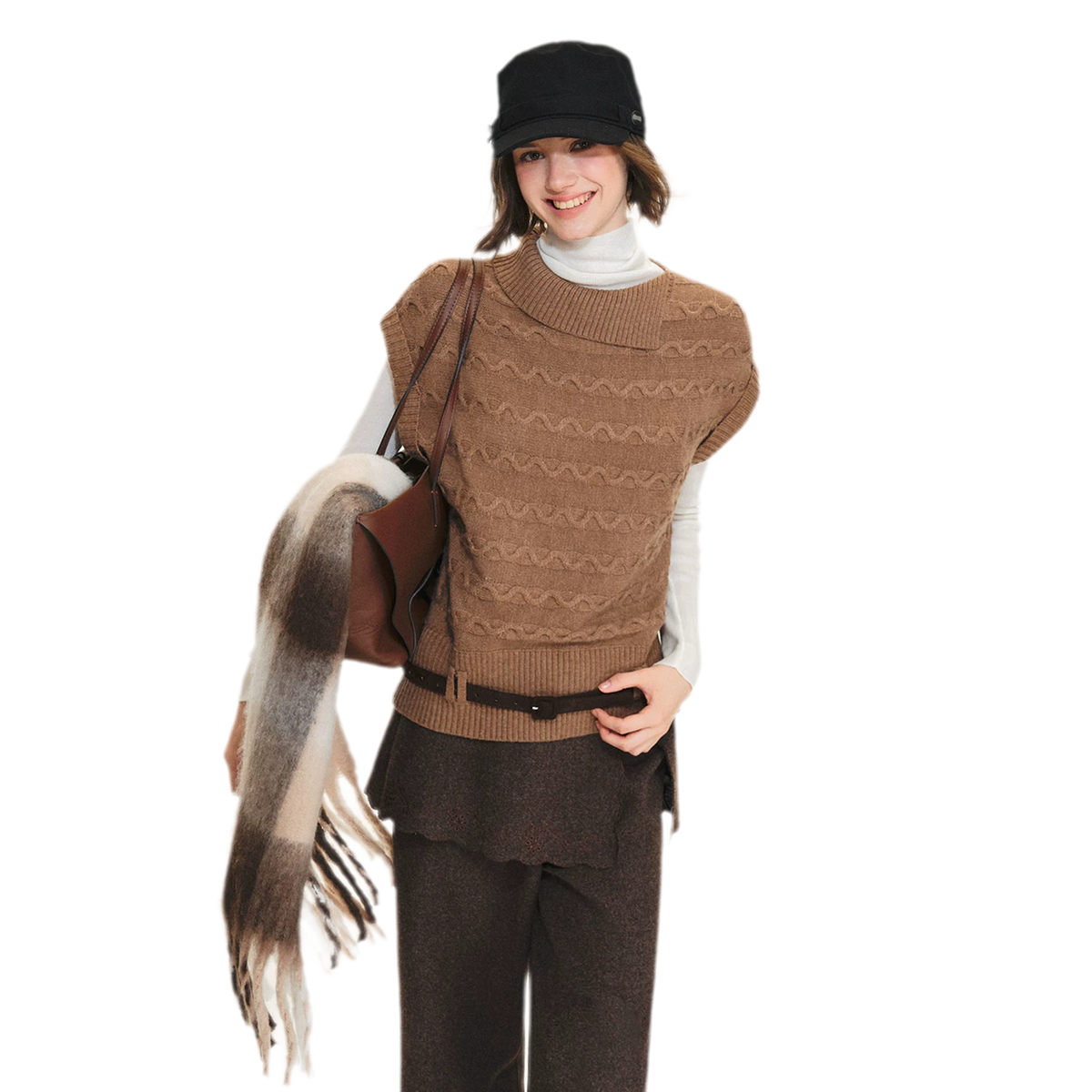 Weicher karierter Oversize-Schal mit Fransen