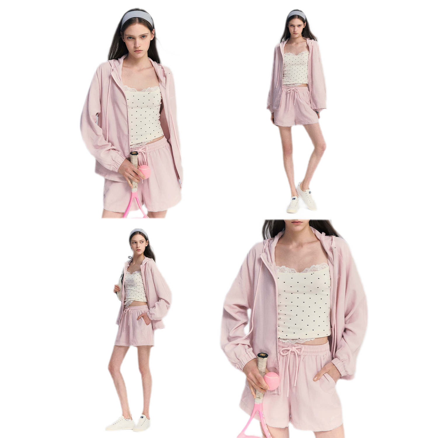 Lace Trim Drawstring Set