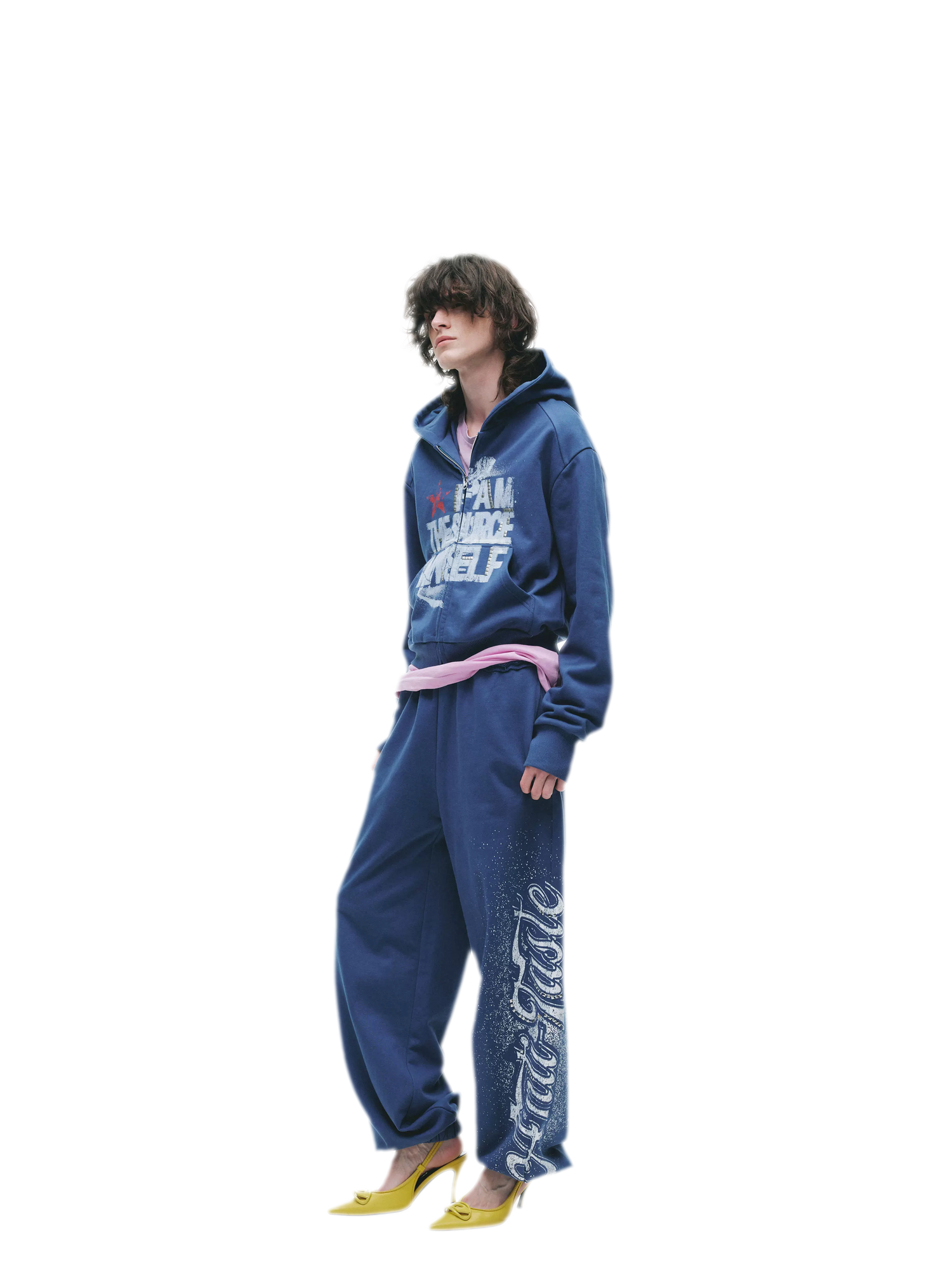 Graphic Cropped Hoodie Pants Set