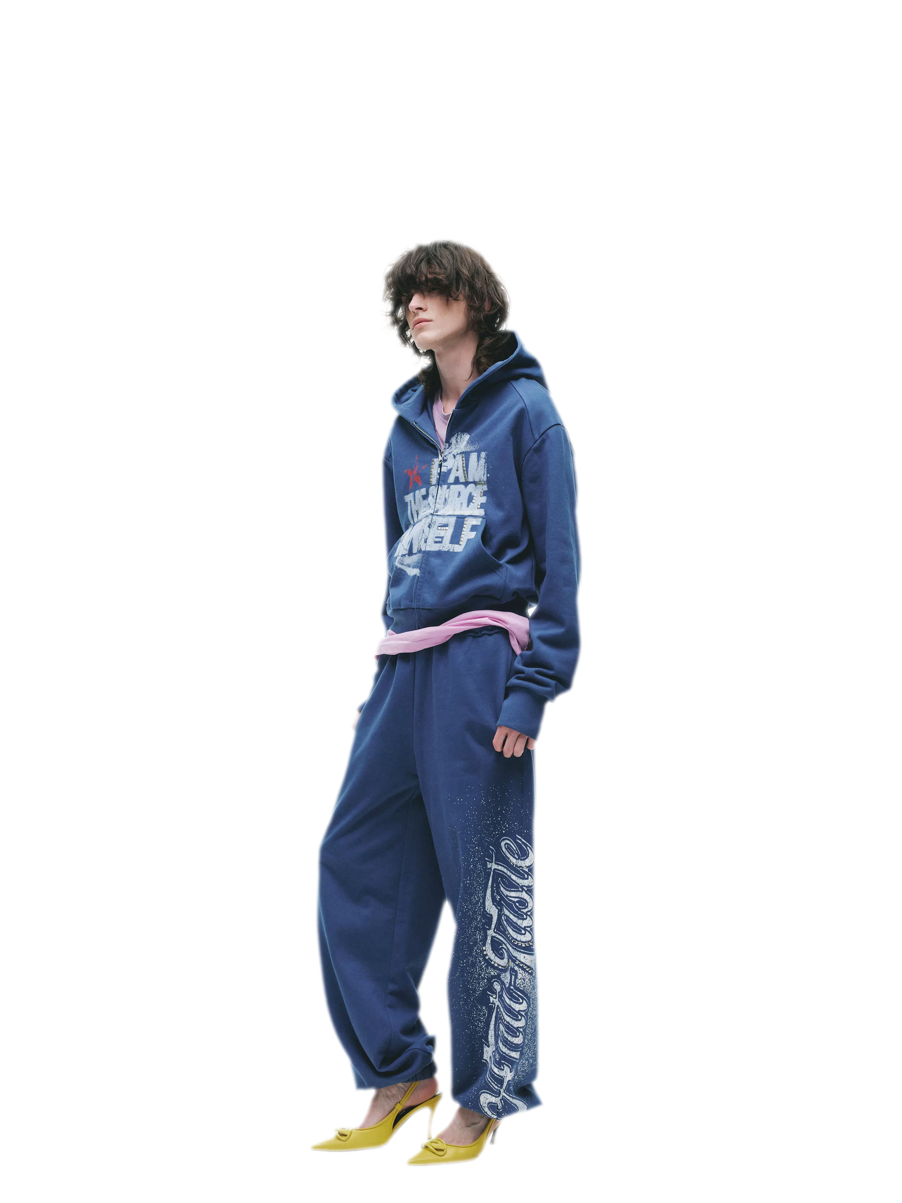 Graphic Cropped Hoodie Pants Set