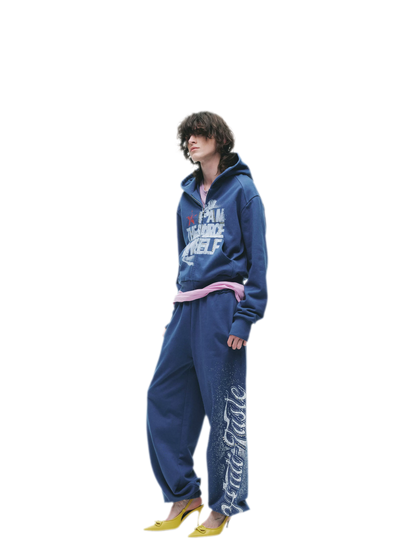 Graphic Cropped Hoodie Pants Set
