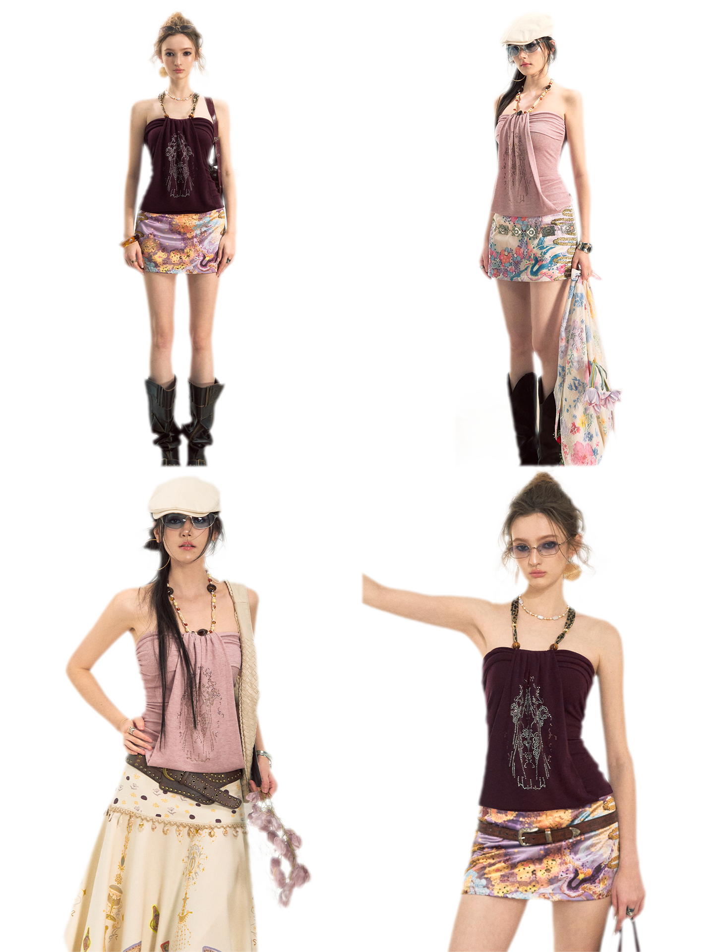 Aman Halter Neck Crystal Embellished Slim Fit Top