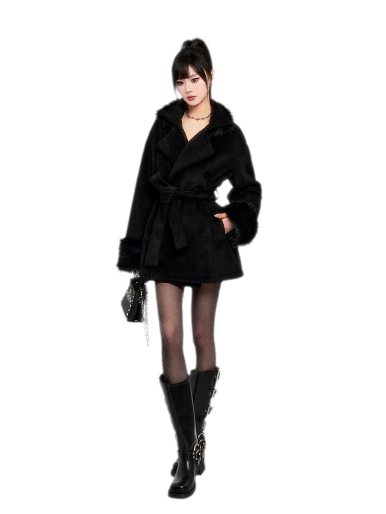 Faux Fur Short Wrap Coat
