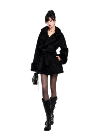 Faux Fur Short Wrap Coat