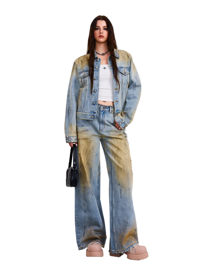 Cross Statue Desert Wide-Leg Jeans