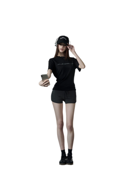 Letter Ruched Short T-Shirt