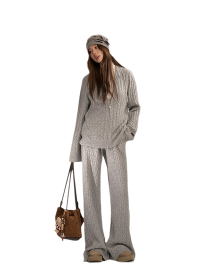 Wool-Blend Cable-Knit Hooded Set