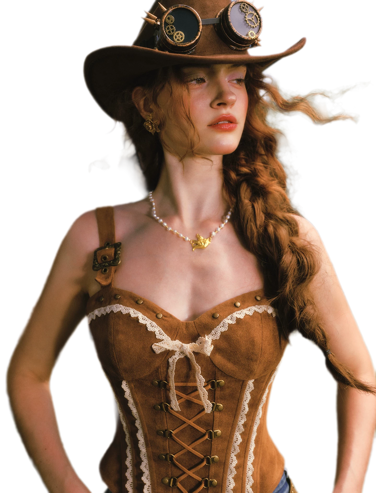 Suede Corset Denim Set
