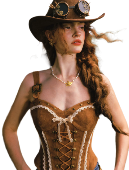 Suede Corset Denim Set