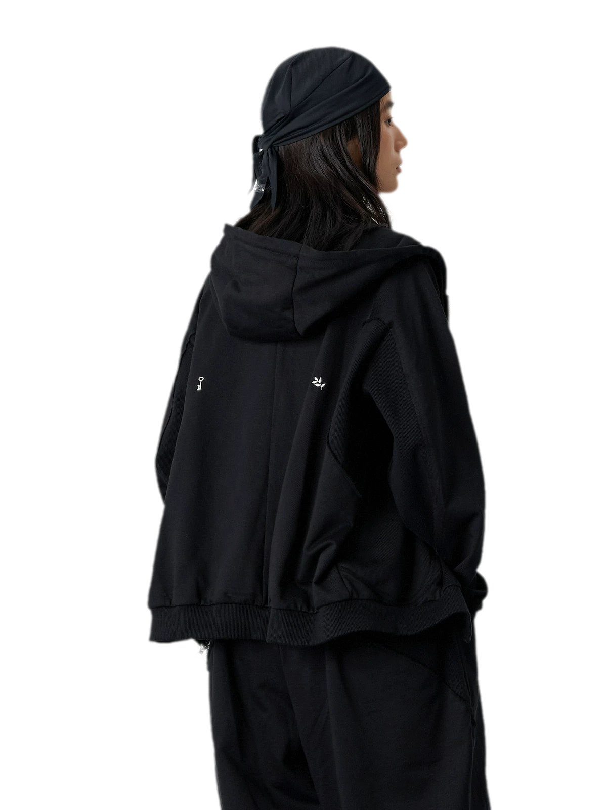 Ribbed Panel Hooded Zip Jacket