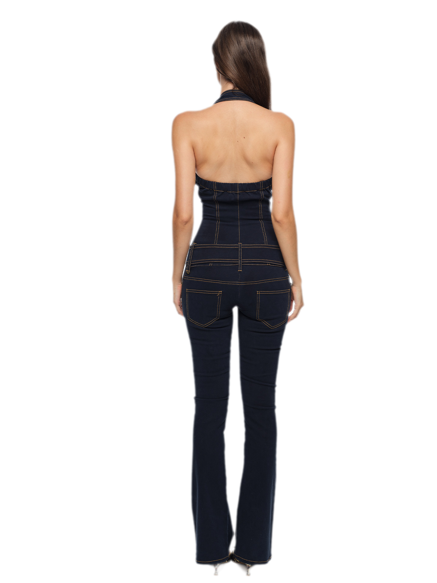 Washed Fitted Denim Jumpsuit