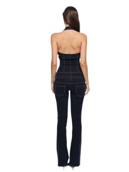 Washed Fitted Denim Jumpsuit