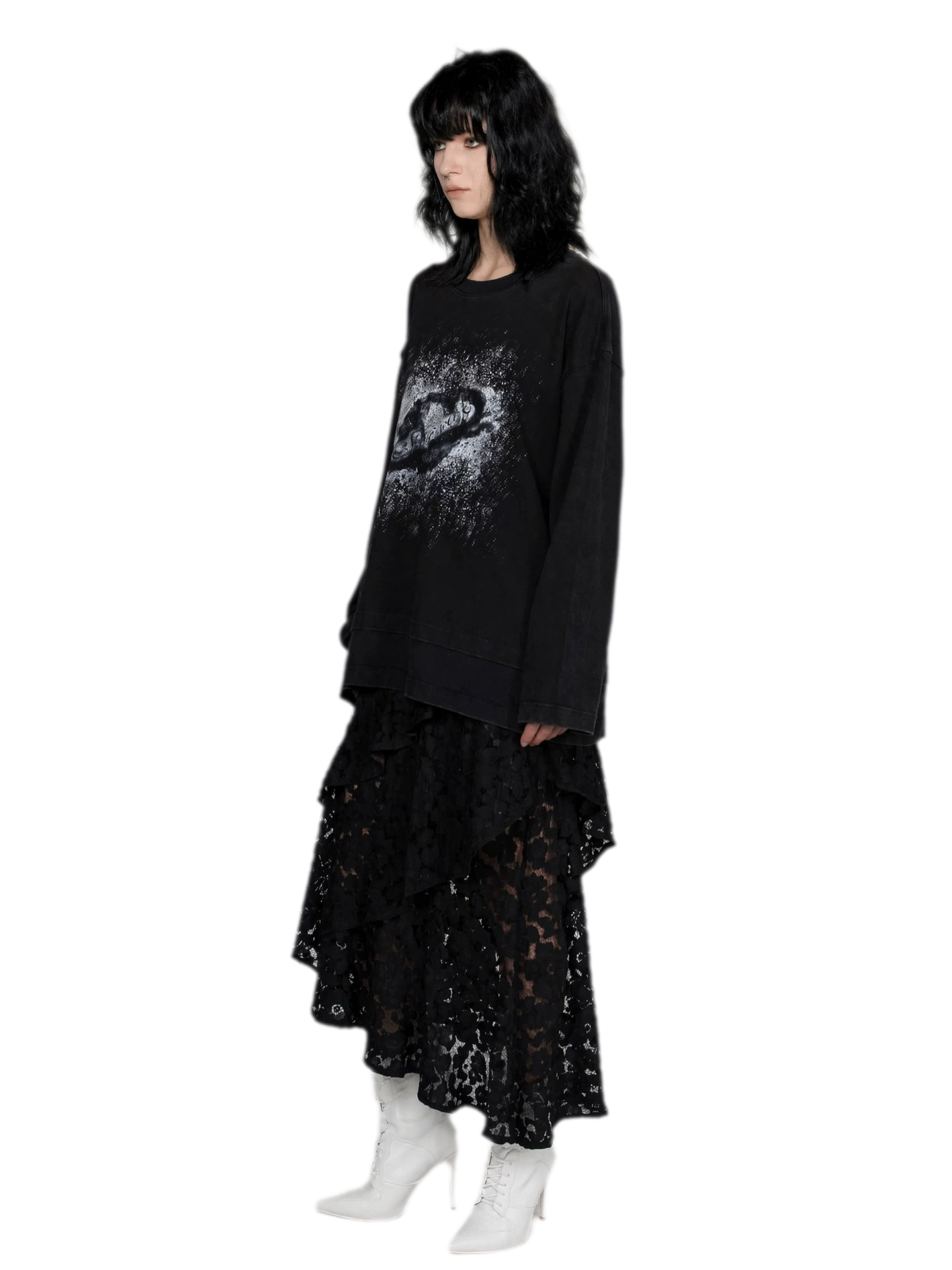 Wax-Dyed Cutout Graphic T-Shirt