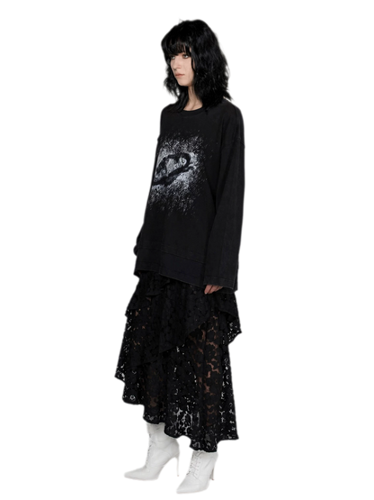 Wax-Dyed Cutout Graphic T-Shirt