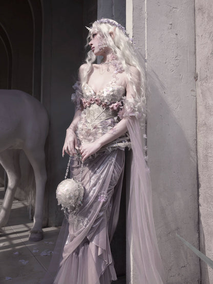 Metallic Draped Mermaid Skirt Set