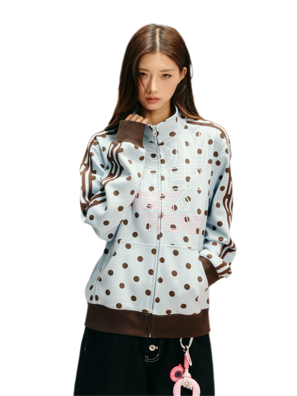 Custom Polka-Dot Stand-Collar Sweatshirt
