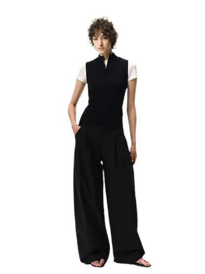 Curved Linen-Blend Pants