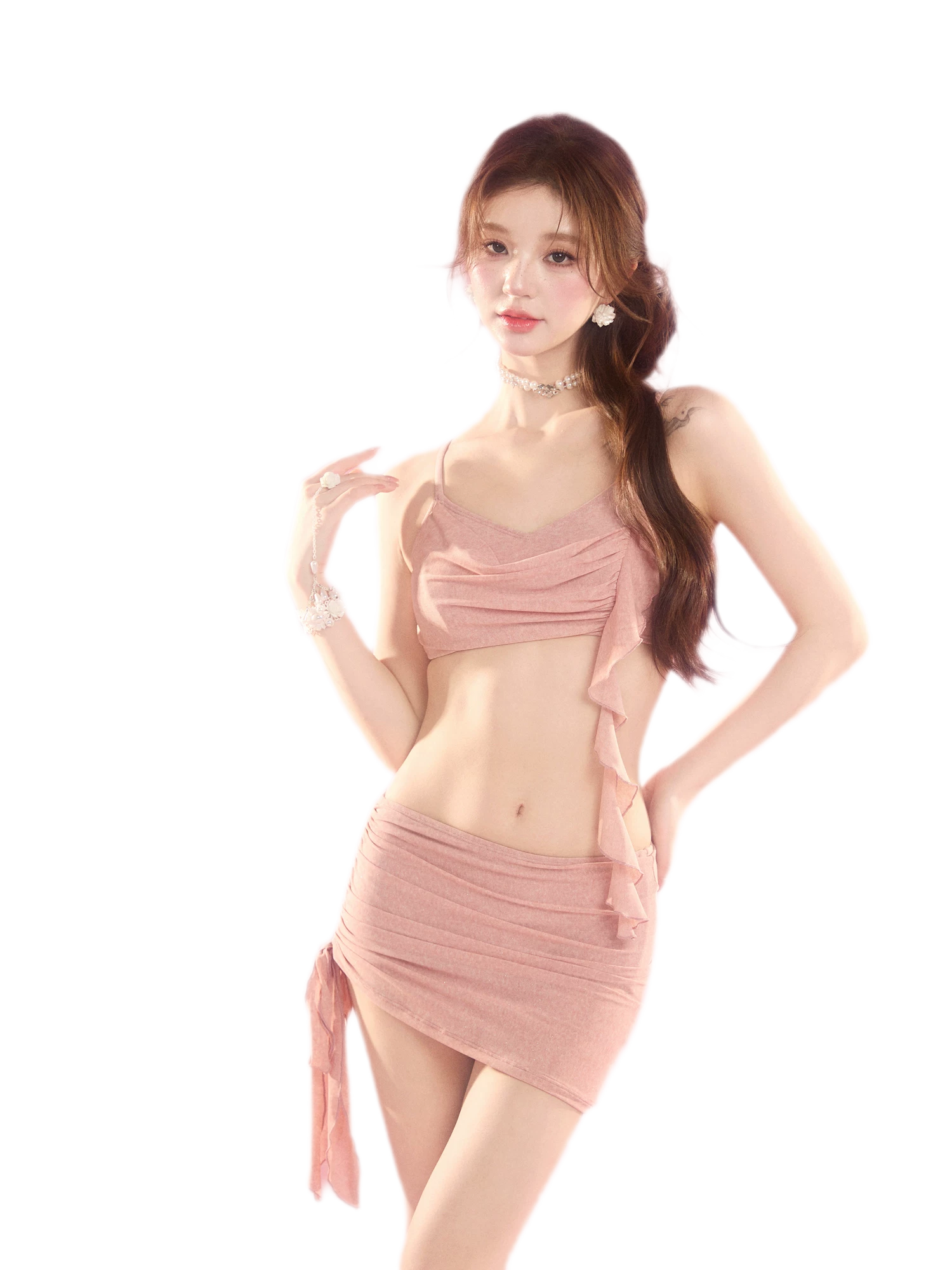 Draped Ruffle Swim Set