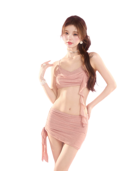 Draped Ruffle Swim Set