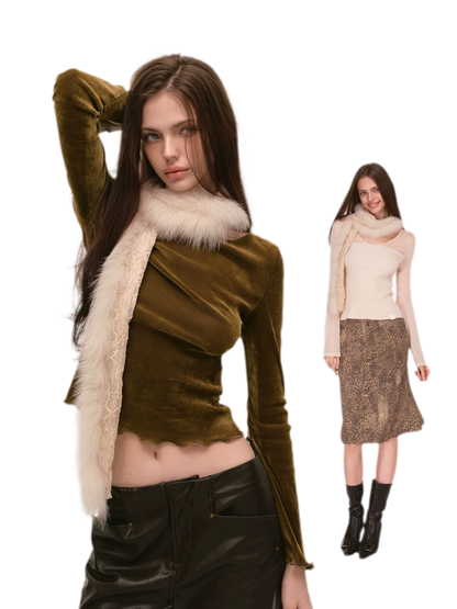 Fox Fur Lace Winter Scarf