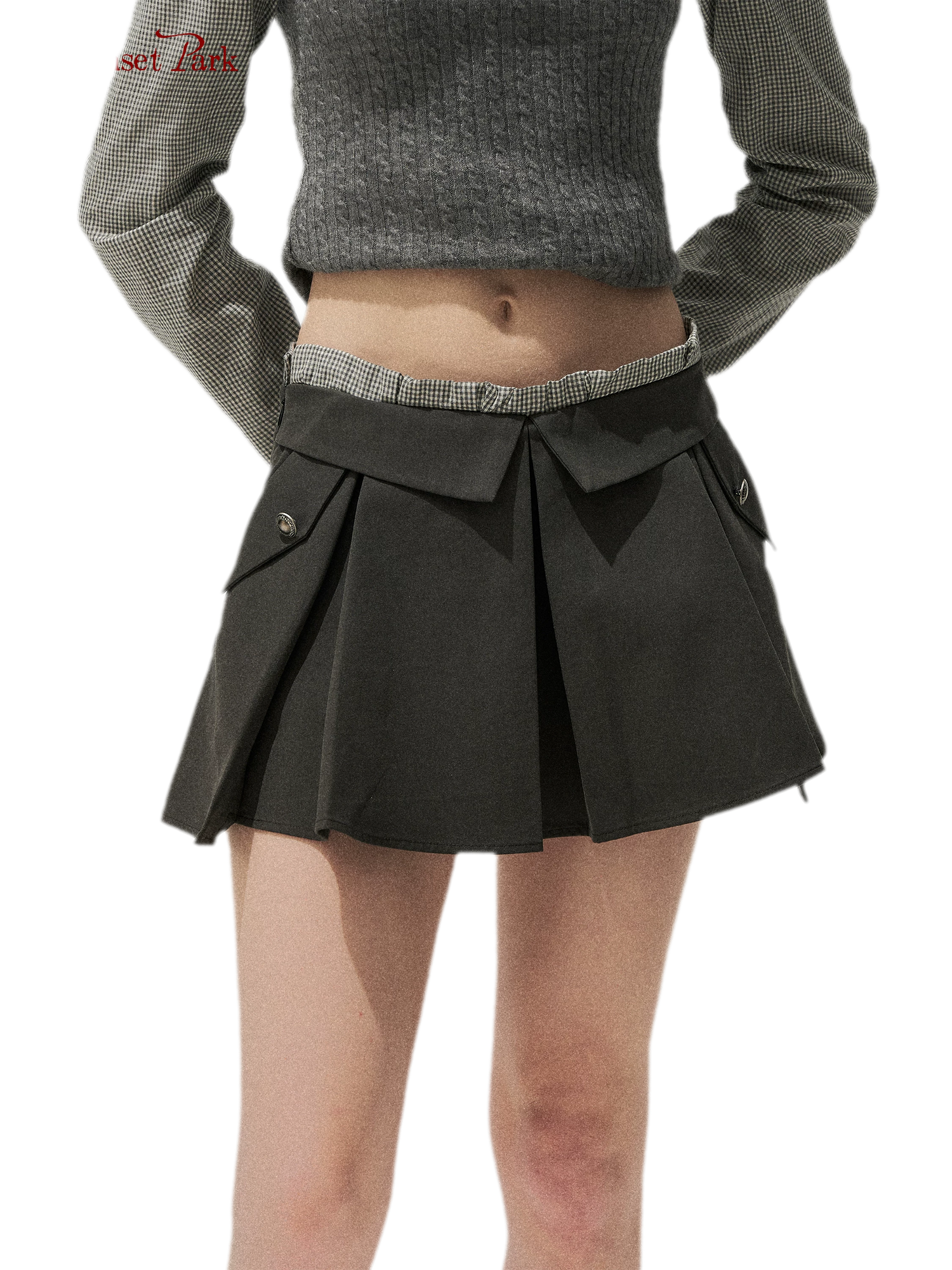 Lyocell Cotton Pleated Mini Skirt