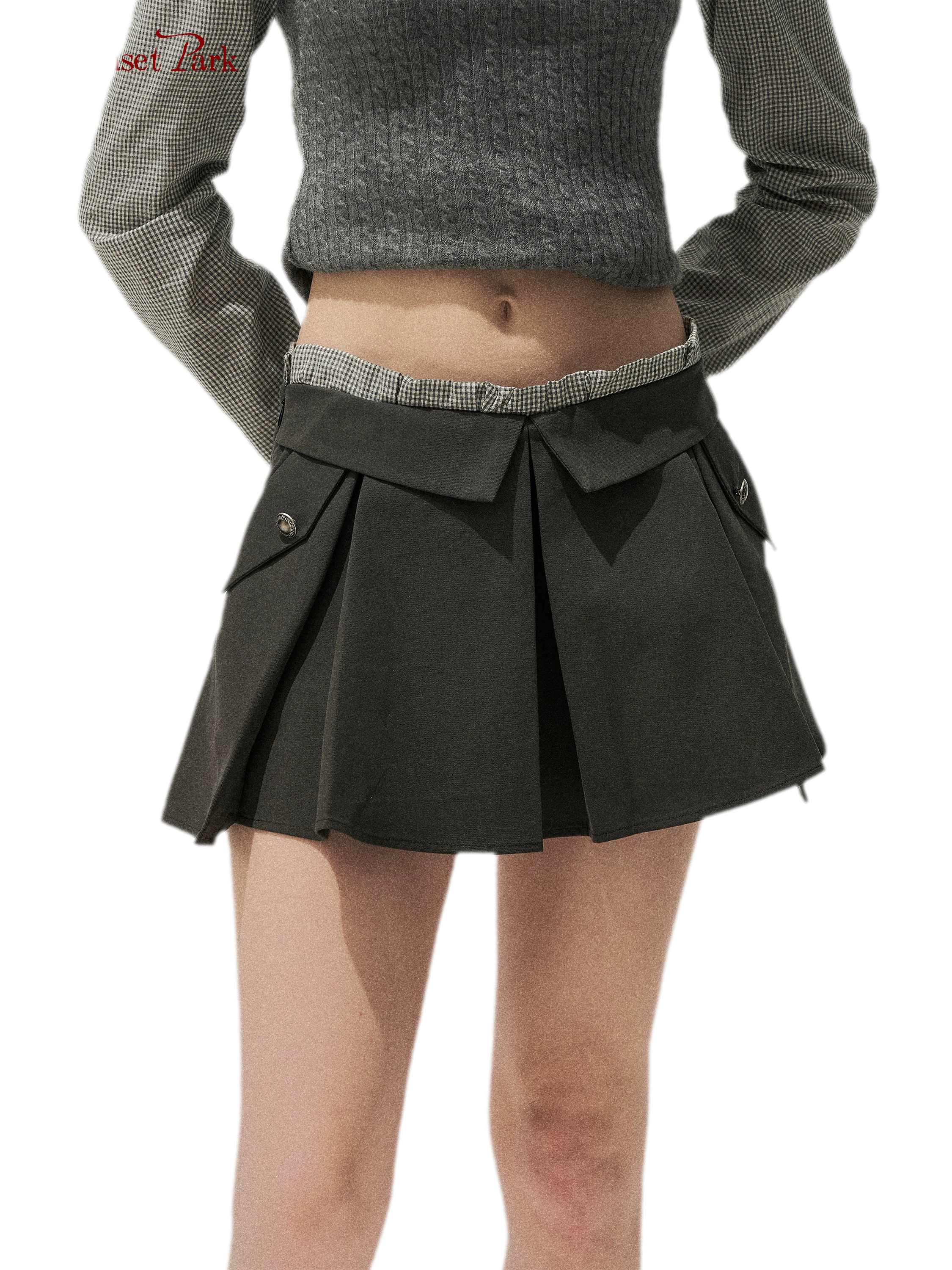Lyocell Cotton Pleated Mini Skirt