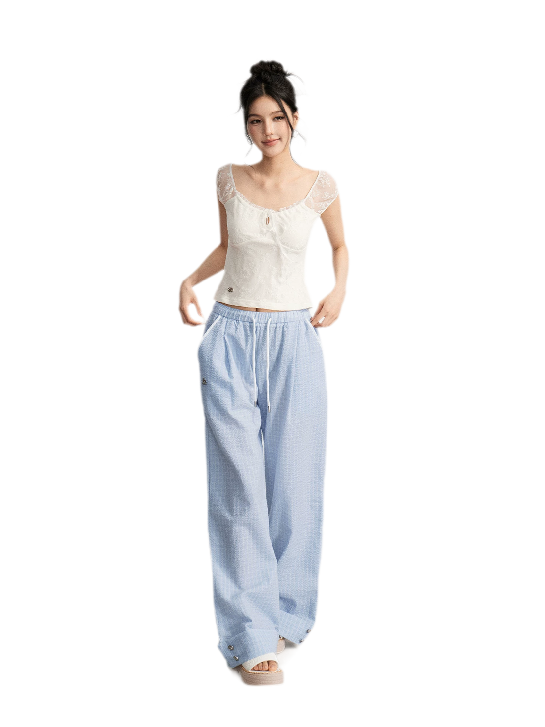 Plaid Wide-Leg Trousers