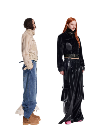 Plush Leather Panelled Jacket