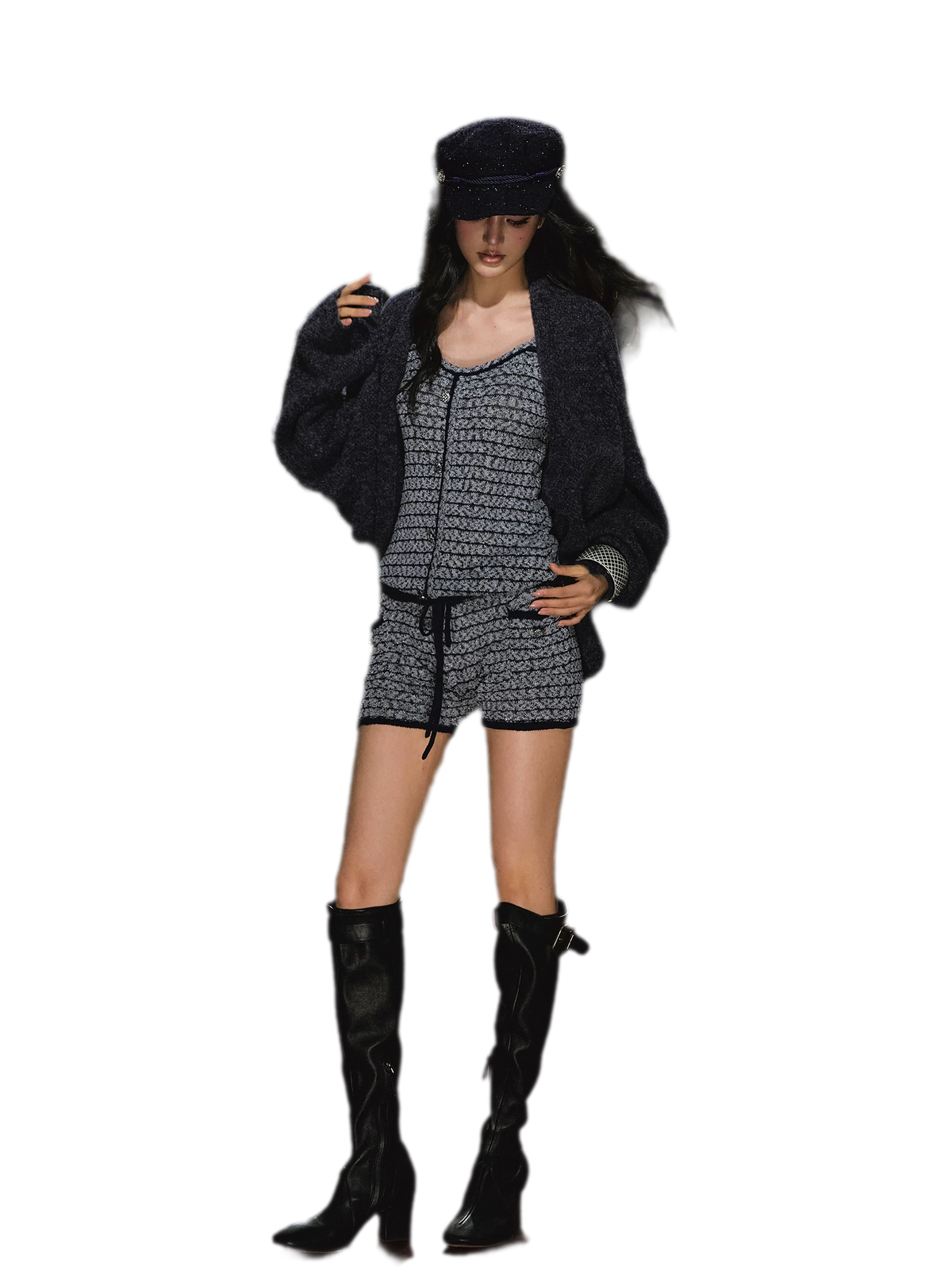 Gestreiftes Woll-Jumpsuit-Set