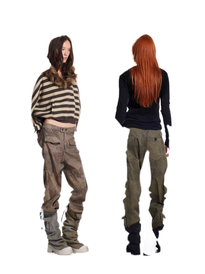 Washed Twill Wide-Leg Pants