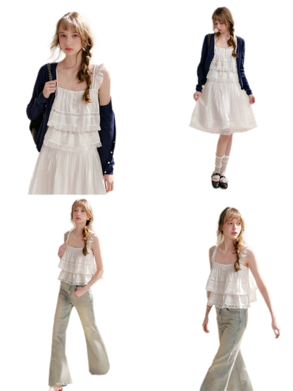 Lace Edge Camisole and Skirt Set
