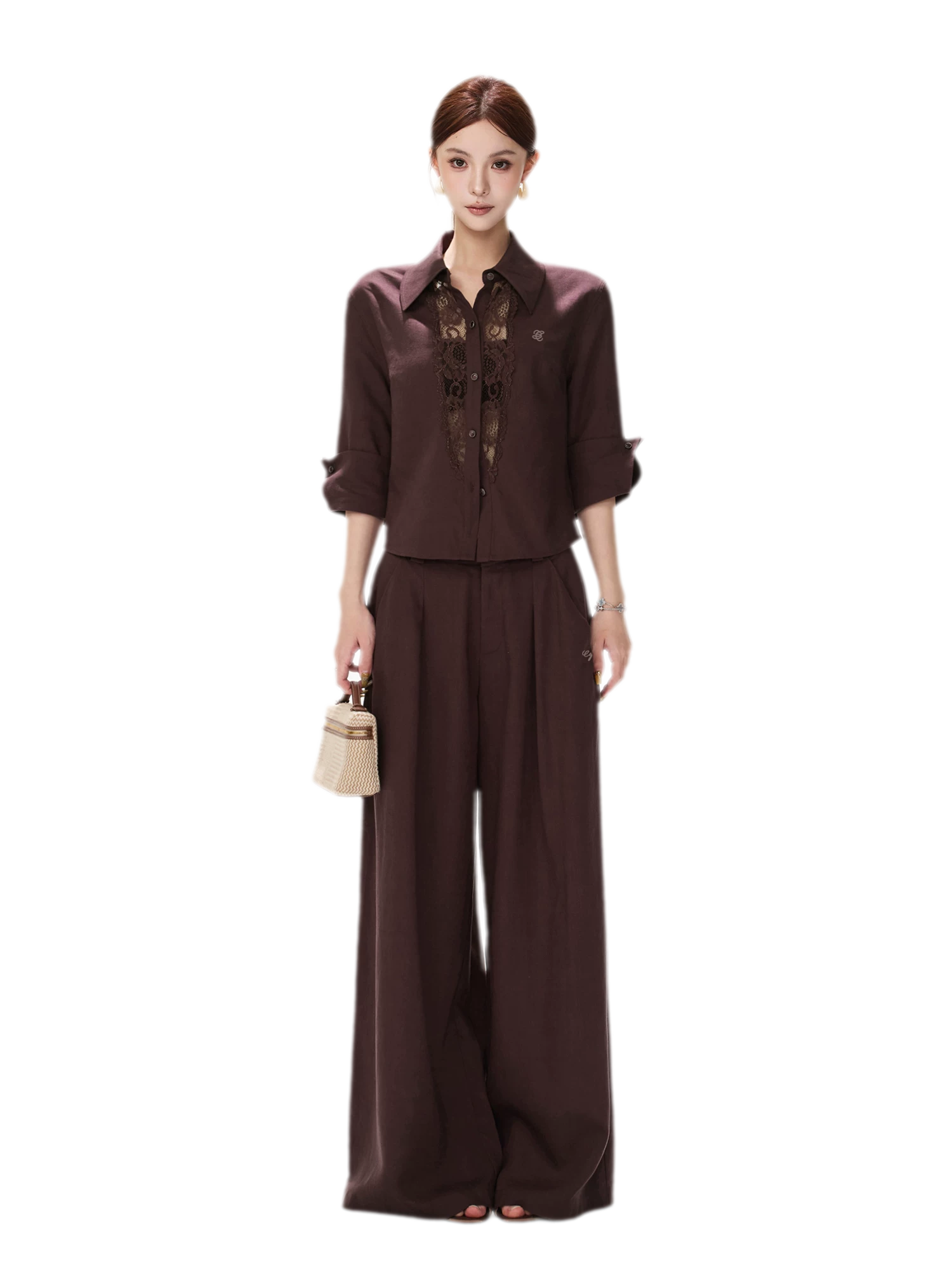 Textured Wide-Leg Linen Trousers