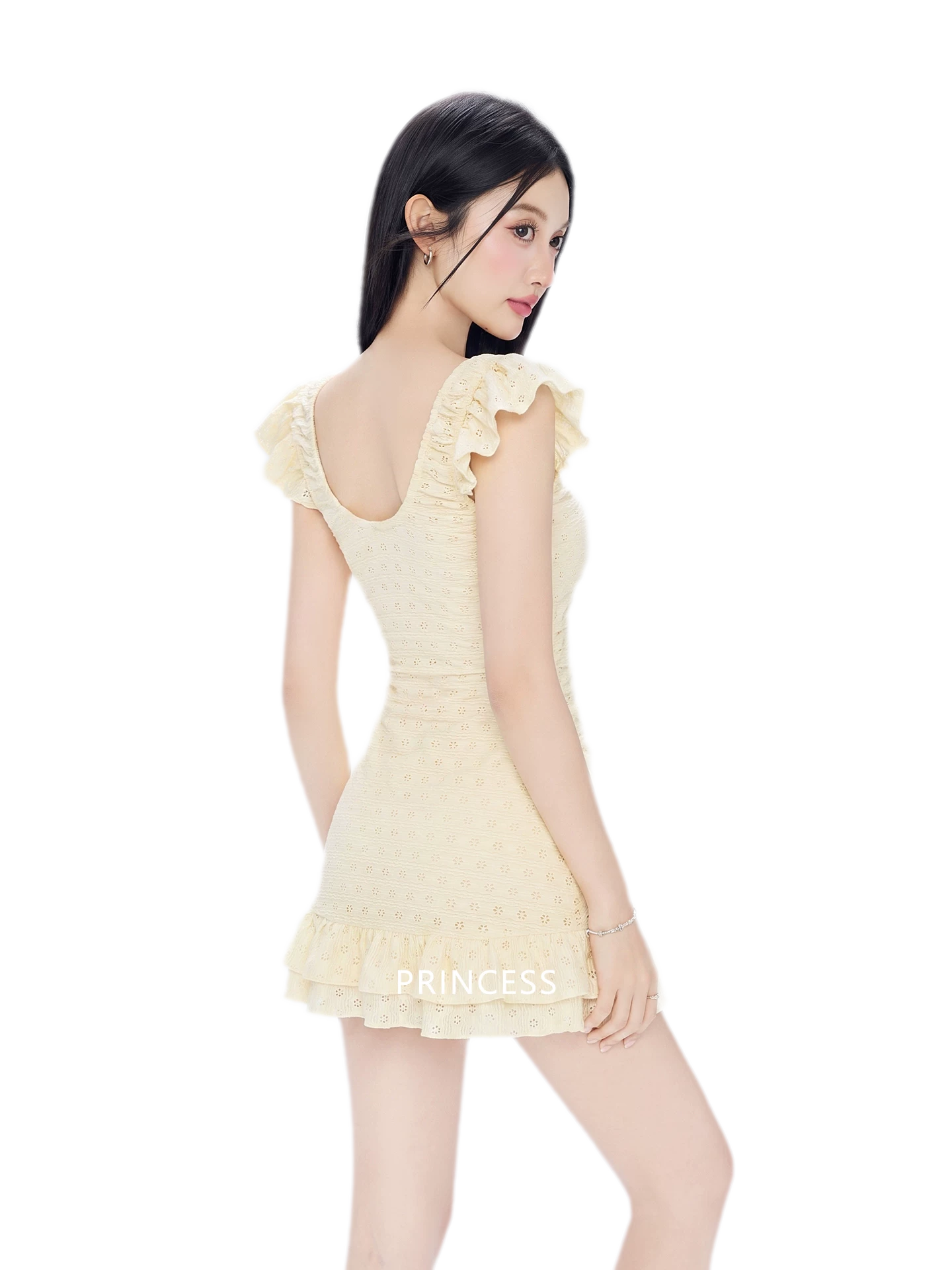 Eyelet Ruffle Swim Dress