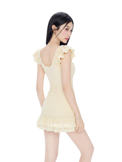 Eyelet Ruffle Swim Dress