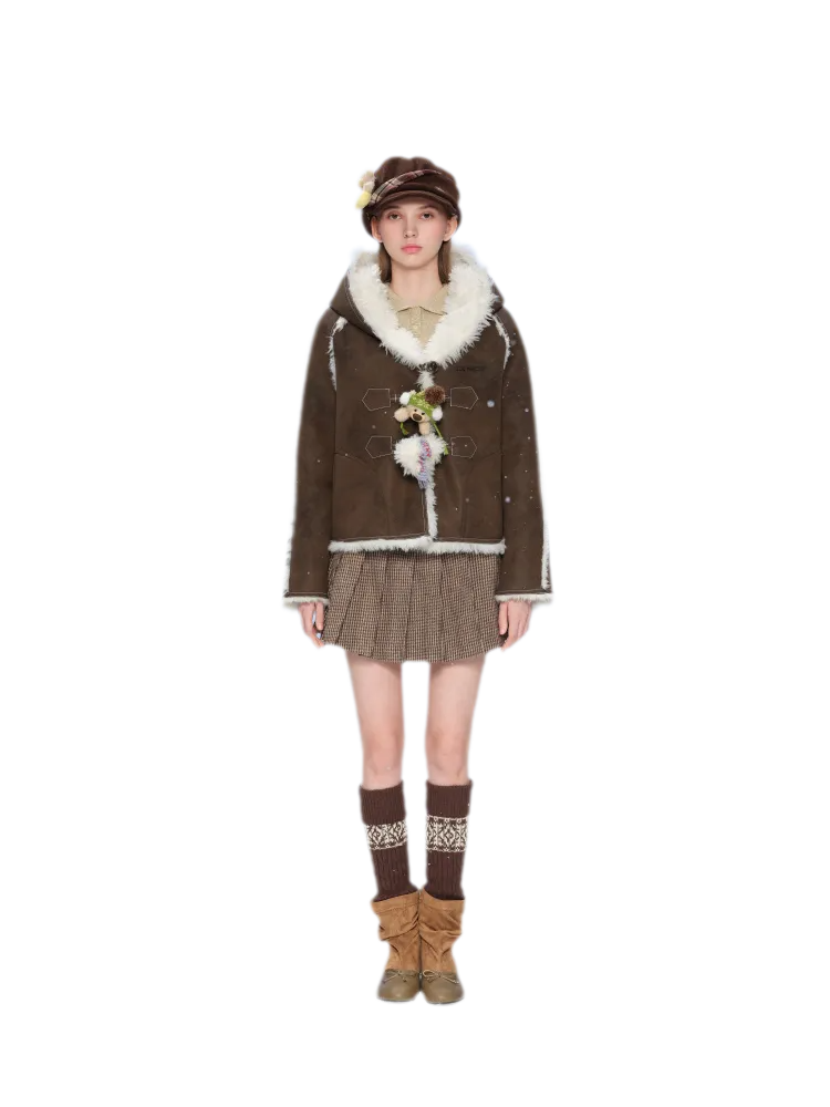 Veste courte réversible en fausse fourrure