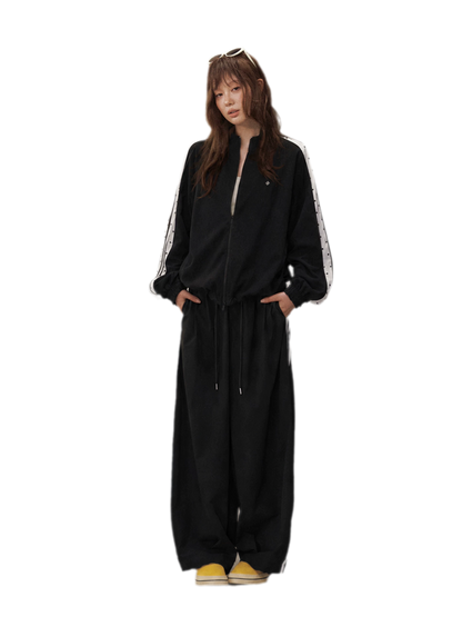 Stripe Tape Wide-Leg Pants