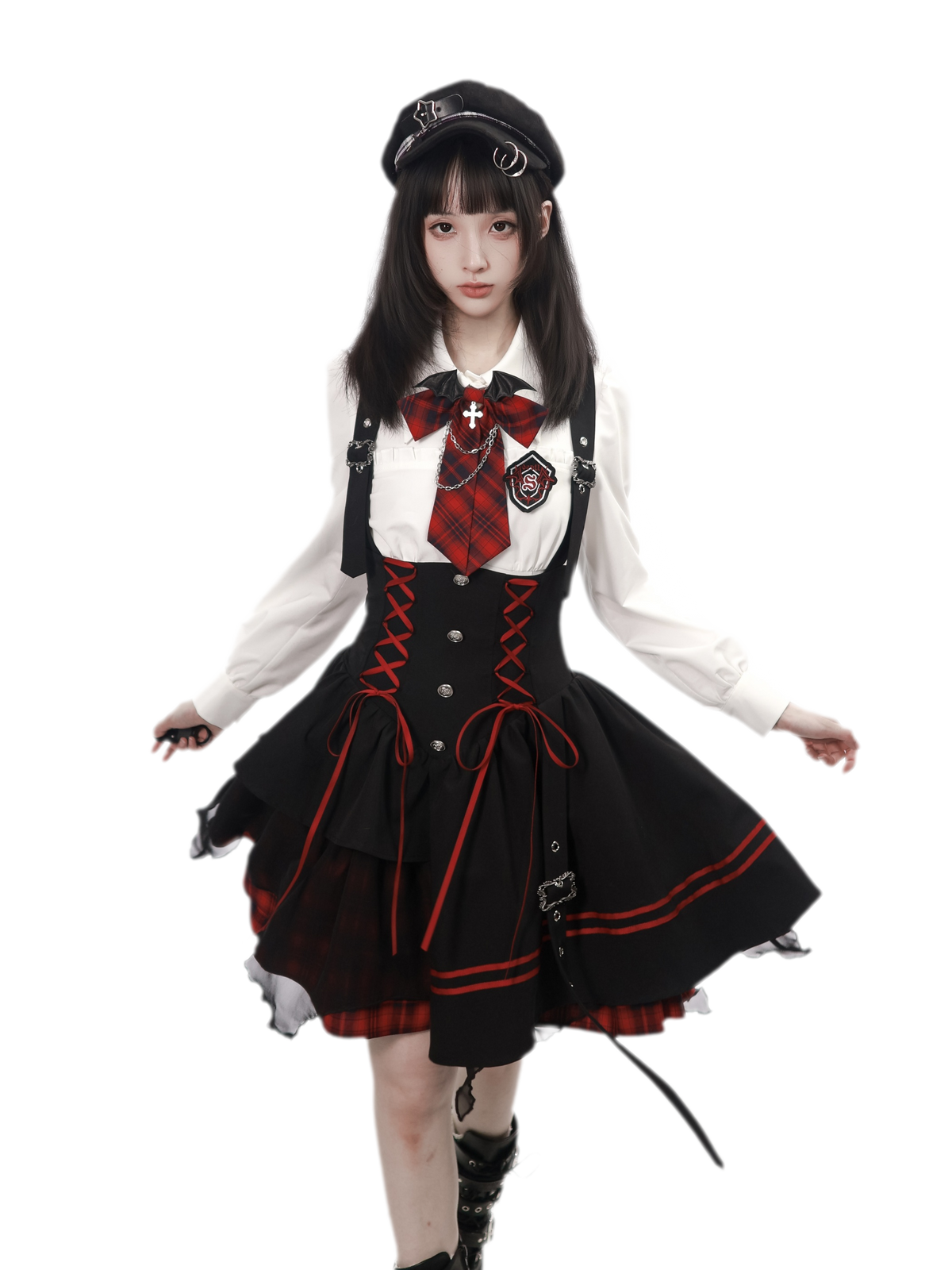 Gothic Puff-Sleeve Blouse Dress