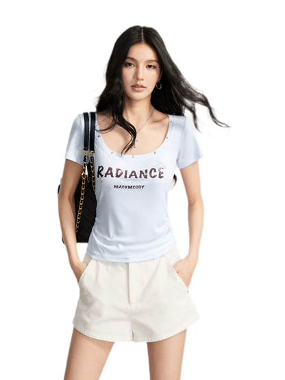 Tencel U-Neck Logo T-Shirt