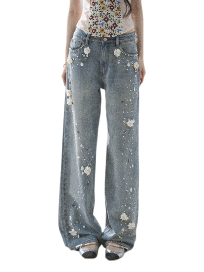 Embellished Wide Leg Jeans