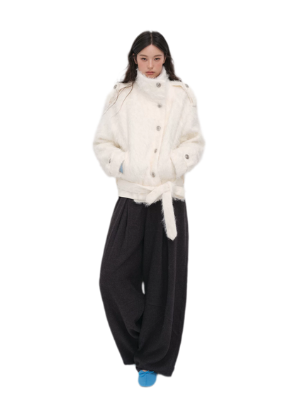 Long-Pile Faux Fur Jacket