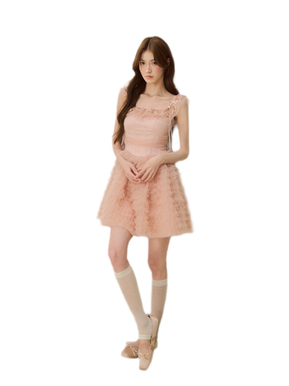 Lace Ruffle Tulle Dress