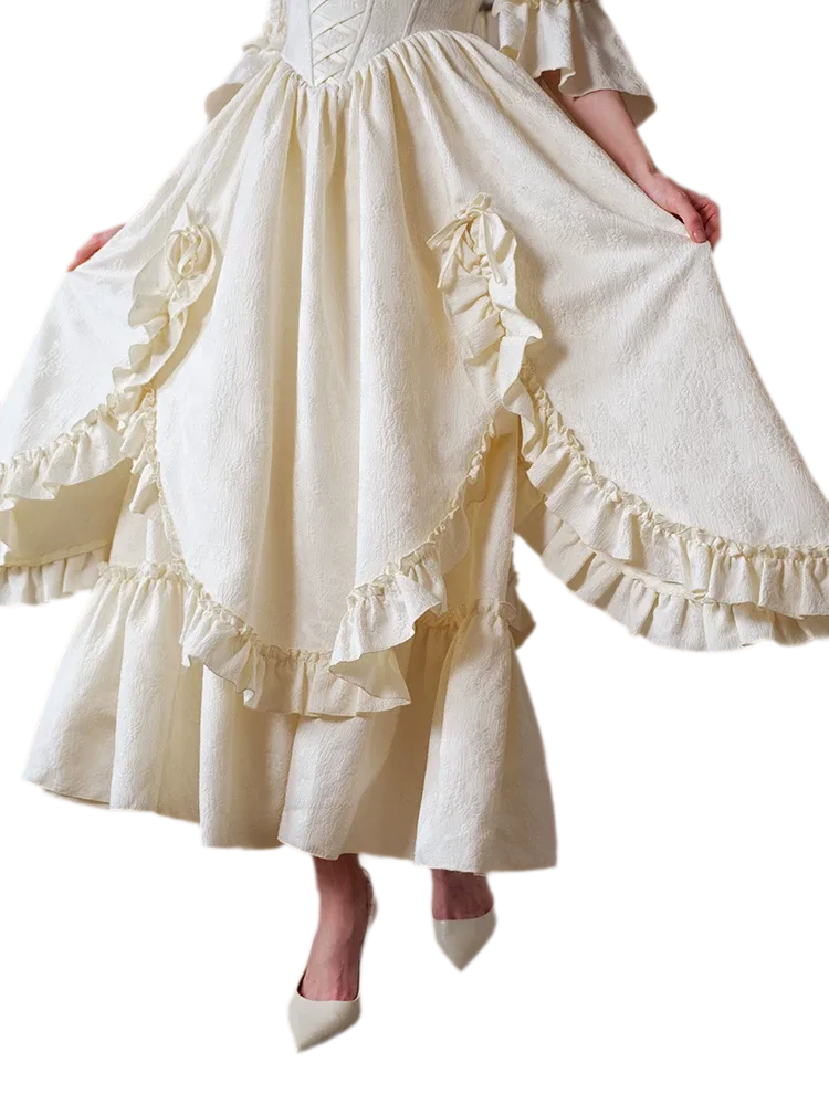 Jacquard Corset Ruffle Dress